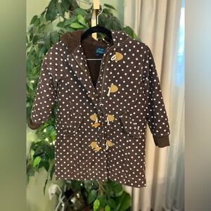 MINI BODEN Brown and White Polka Dot Corduroy Sherpa Line Jacket Size 5-6Y